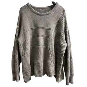 Cable‎ Stitch Sweater Men XL Gray Heavy Chunky Knit Oversized Pullover Fisherman